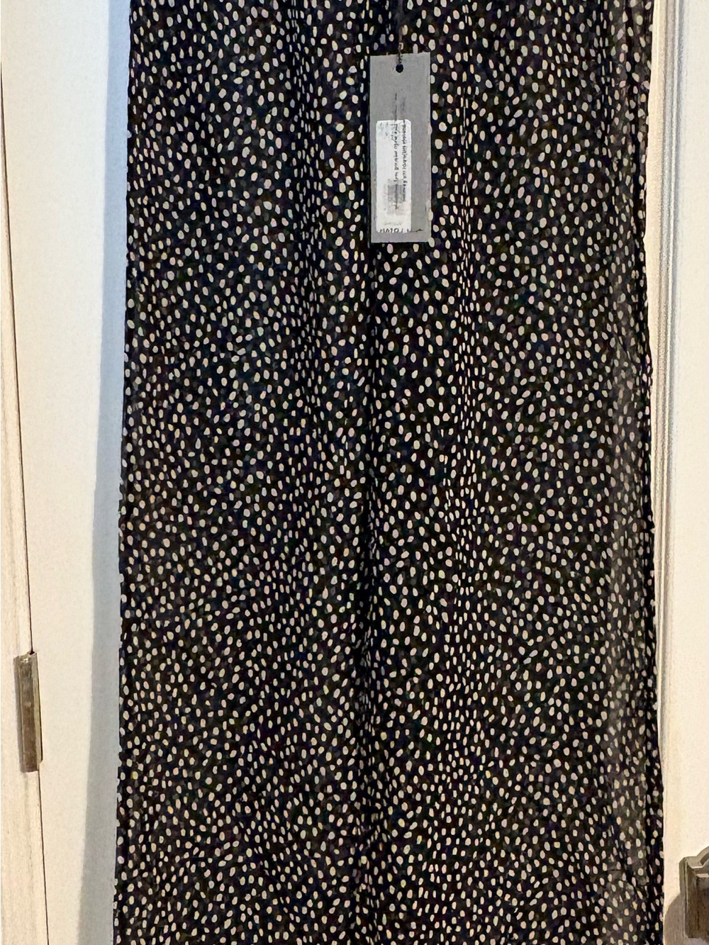 Nili Lotan Black Maxi Skirt with Cream Polka Dot Print